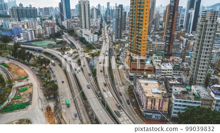 the crowded Kowloon city in Hong Kong, 5 Feb 2023 the crowded Kowloon city in Hong Kong, 5 Feb 2023 99039832
