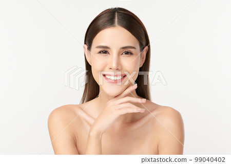 Beautiful young asian woman with clean fresh skin on white background, Face care, Facial treatment, Cosmetology, beauty and spa, Asian women portrait. Beautiful young asian woman with clean fresh skin on white background, Face care, Facial treatment, Cosmetology, beauty and spa, Asian women portrait. 99040402