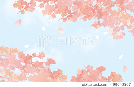 Sakura, blue sky, gentle spring background illustration 99043507