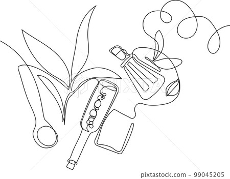 Skin care concept. Landing page template. Morning routine. Bath time. Organic products for scrubbing and body skin care with natural herbal skin care products, top view. Vector illustration Skin care concept. Landing page template. Morning routine. Bath time. Organic products for scrubbing and body skin care with natural herbal skin care products, top view. Vector illustration 99045205