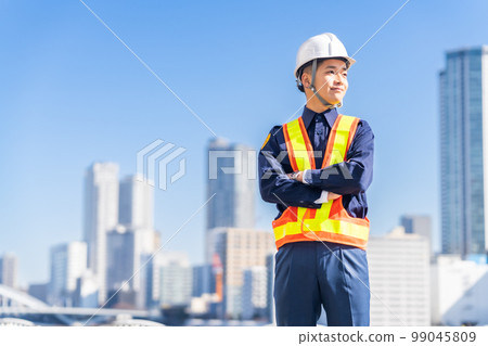 A young guard man doing port security 99045809