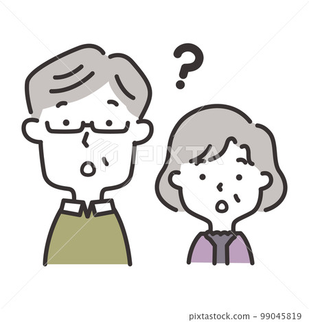 Illustration of an elderly couple who does not understand 99045819
