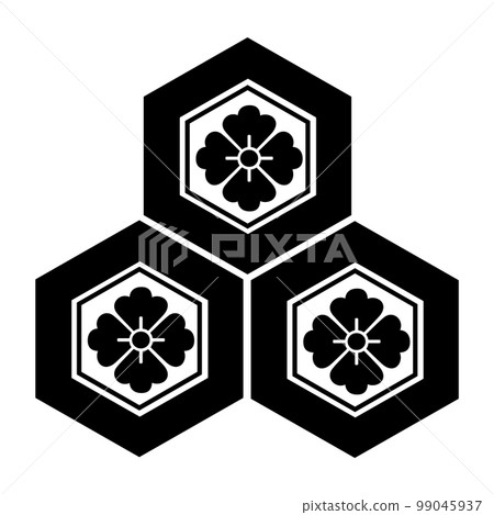 Azai Nagamasa 的家族徽章,三個龜甲和一個花 bishi Azai Nagamasa 的家族徽章,三個龜甲和一個花 bishi 99045937