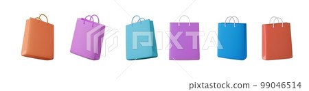 3d Shopping bag, handbag. Sale, discount, promotion, shopping concept. 3d Shopping bag, handbag. Sale, discount, promotion, shopping concept. 99046514
