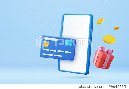 3d Online shopping on social media app. 3d Online shopping on social media app. 99046515