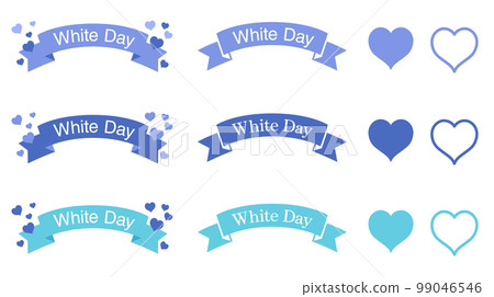 White day ribbon and heart decorative material 99046546