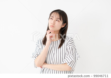 Female white background worries 99046711