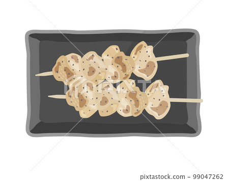 Illustration of salted yakitori served on a plate 99047262