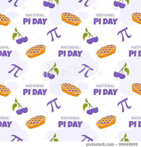 Pi Day Seamless Pattern Design with Mathematical Constants or Baked Pie in Template Hand Drawn Cartoon Flat Illustration Pi Day Seamless Pattern Design with Mathematical Constants or Baked Pie in Template Hand Drawn Cartoon Flat Illustration 99048699