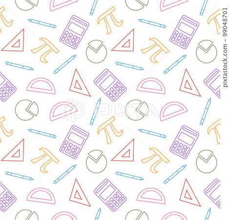 Pi Day Seamless Pattern Design with Mathematical Constants or Baked Pie in Template Hand Drawn Cartoon Flat Illustration 99048701