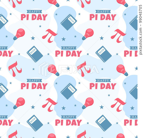 Pi Day Seamless Pattern Design with Mathematical Constants or Baked Pie in Template Hand Drawn Cartoon Flat Illustration 99048705