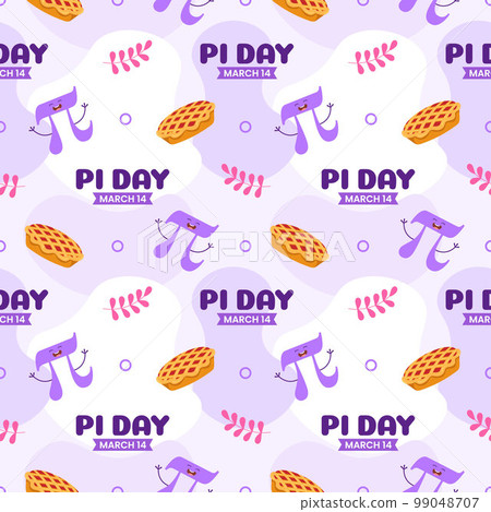 Pi Day Seamless Pattern Design with Mathematical Constants or Baked Pie in Template Hand Drawn Cartoon Flat Illustration 99048707