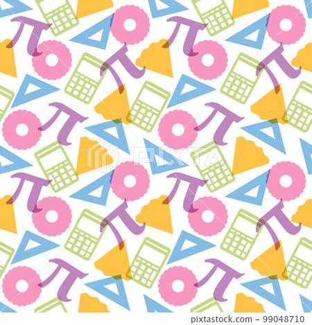 Pi Day Seamless Pattern Design with Mathematical Constants or Baked Pie in Template Hand Drawn Cartoon Flat Illustration 99048710