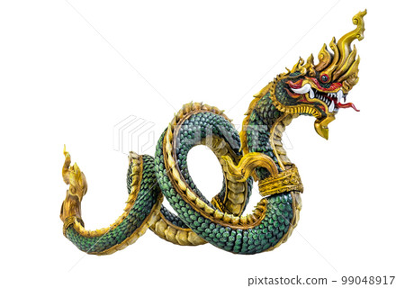 King of naga, naka  Thailand dragon or serpent king on white background 99048917