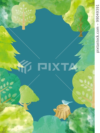 Frame background summer forest tree green landscape watercolor copy space illustration material 99049391