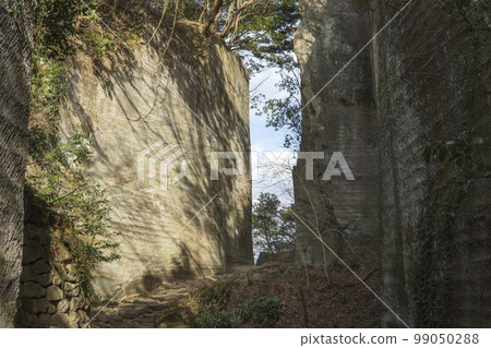 Stone steps sandwiched between rock walls made of Boshu stone [Mt. Nokogiri/Nihonji] Kyonan Town, Chiba Prefecture 99050288