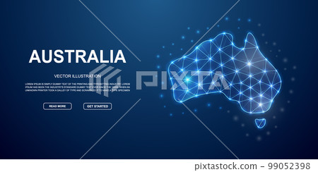 Australia 3d low poly landing page template. Australia map design illustration. Polygonal Continent silhouette illustration 99052398