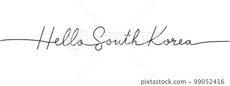 Hello South Korea - word with continuous one line. Minimalist drawing of phrase illustration. South Korea country - continuous one line illustration. 99052416
