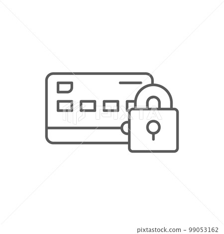 Credit card with lock, secure payments, secured credit card lineal icon. Shopping, online banking, finance symbol design. Credit card with lock, secure payments, secured credit card lineal icon. Shopping, online banking, finance symbol design. 99053162