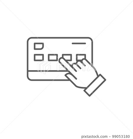 Finger click on the credit card, choice of debit card for payment lineal icon. Shopping, online banking, finance symbol design. Finger click on the credit card, choice of debit card for payment lineal icon. Shopping, online banking, finance symbol design. 99053180