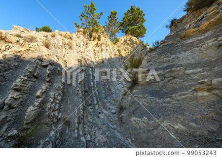 Folded geological layers in Provence, Drome. 99053243