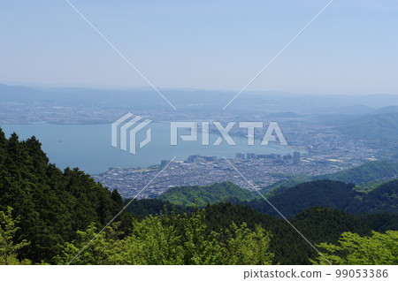 Hieizan Driveway View of Lake Biwa and Otsu City from near Shimeigatake 99053386