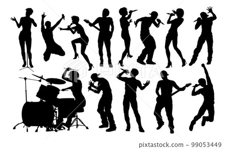 Musicians Rock Pop Band Silhouettes 99053449