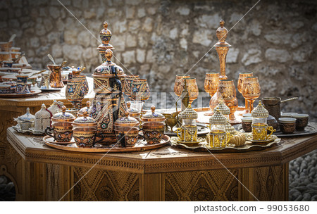metal coffee and tea set in the oriental market metal coffee and tea set in the oriental market 99053680