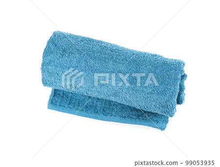 Rolled Blue Towel Isolated. New Terry Cotton Towel, Soft Washcloth 99053935