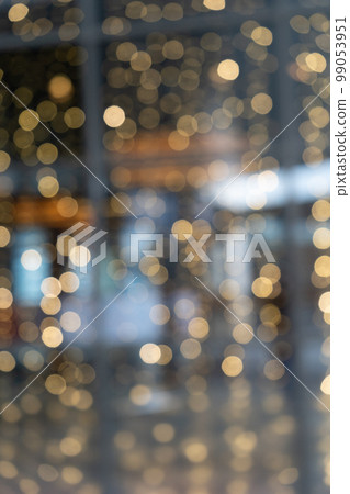 Blurred Abstract Background with Yellow Bokeh Circles. Beautiful Blur Garland Night Lights Mockup Blurred Abstract Background with Yellow Bokeh Circles. Beautiful Blur Garland Night Lights Mockup 99053951