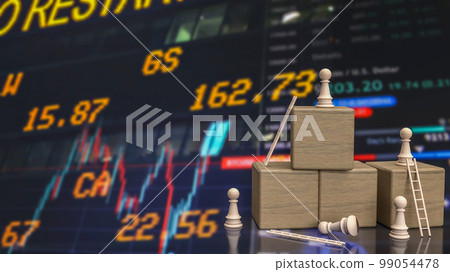 The wood chess and cube on chart background for business concept 3d rendering 99054478