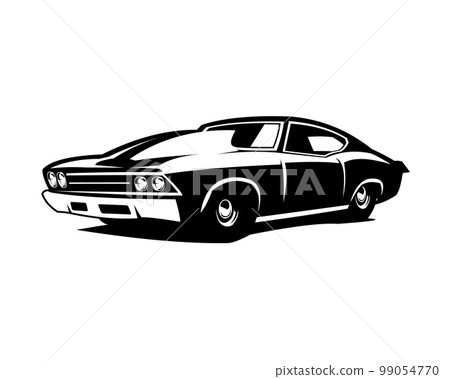 Chevrolet muscle car premium vector design silhouette. isolated white background view from side. Best for logo, badge, emblem, icon, sticker design, car industry. available in eps 10. 99054770