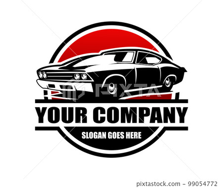 Chevrolet muscle car premium vector design silhouette. isolated white background view from side. Best for logo, badge, emblem, icon, sticker design, car industry. available in eps 10. Chevrolet muscle car premium vector design silhouette. isolated white background view from side. Best for logo, badge, emblem, icon, sticker design, car industry. available in eps 10. 99054772