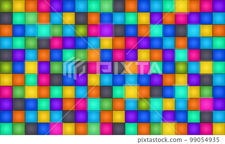 Disco dance floor pattern. Beat maker drum pad, colorful club party led kaleidoscope with glowing cubes and vector background illustration 99054935