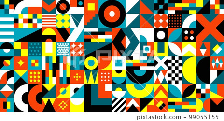 Seamless Colorful Abstract Vector Bauhaus Geometric Pattern Design Background Art Seamless Colorful Abstract Vector Bauhaus Geometric Pattern Design Background Art 99055155