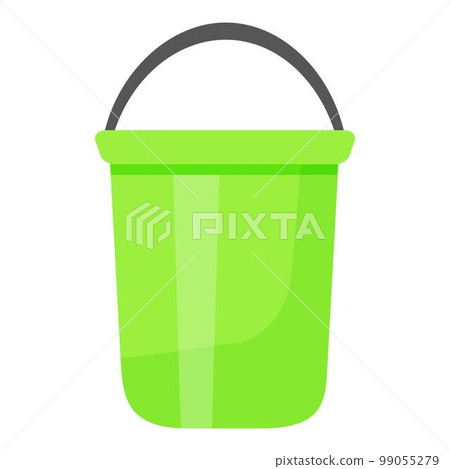 Clean green bucket icon cartoon vector. Cleaner equipment. Wash services 99055279