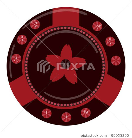Red chips icon cartoon vector. Bet card. Coin game Red chips icon cartoon vector. Bet card. Coin game 99055290