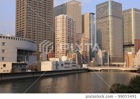 Tosabori river flowing through the center of Osaka city 99055491