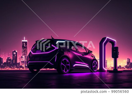 EV charging station for electric car in concept green energy Created with Generative AI technology. EV charging station for electric car in concept green energy Created with Generative AI technology. 99056560