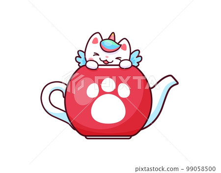 Cute teapot kitchenware kawaii cartoon Royalty Free Vector