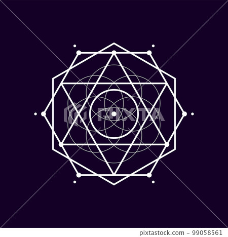 Ethnic mystic symbol, geometric magic shape isolated alchemy sacred sign. Vector masonic aztec mystic figure. Mystical tribal connected shapes 99058561