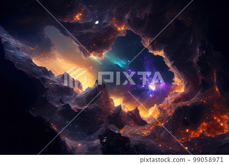 gem of extraterrestrial origin in space, natural resource from another planet in outer space gem of extraterrestrial origin in space, natural resource from another planet in outer space 99058971