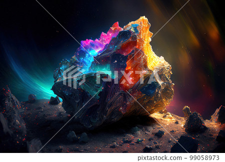 gem of extraterrestrial origin in space, natural resource from another planet in outer space gem of extraterrestrial origin in space, natural resource from another planet in outer space 99058973