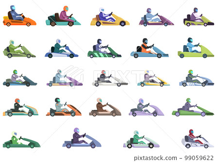 Kart racing icons set cartoon vector. Car road. Go sport 99059622