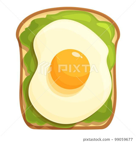 Whole egg avocado toast icon cartoon vector. Vegetarian bread. Food lunch 99059677