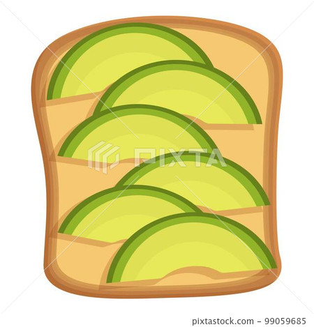 Cook avocado toast icon cartoon vector. Food meal. Vegan piece Cook avocado toast icon cartoon vector. Food meal. Vegan piece 99059685