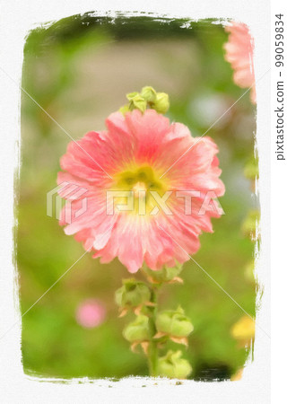 Pink flower stylized as a painting art on canva 99059834