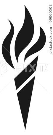 Burning torch black icon. Hot fire sign 99060508