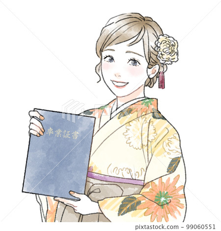 A woman in a hakama graduation ceremony 99060551