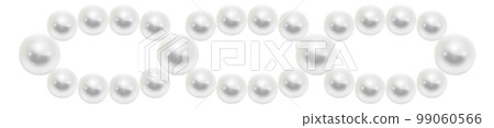 Pearl necklace string. White elegant jewel mockup Pearl necklace string. White elegant jewel mockup 99060566